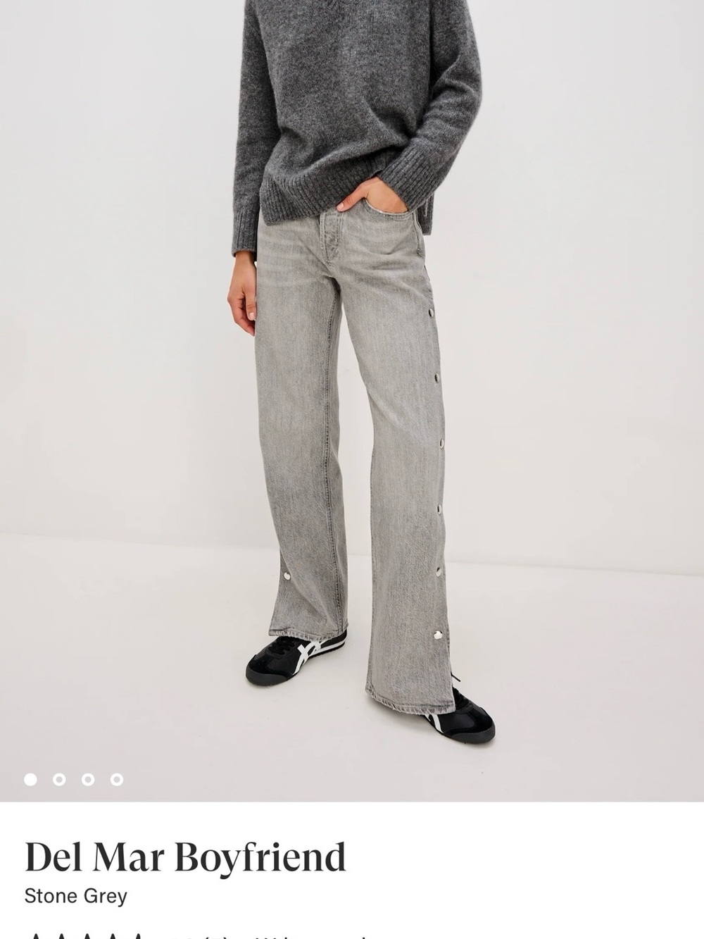 Men's Gray Snap-Button Side Panel Jeans
